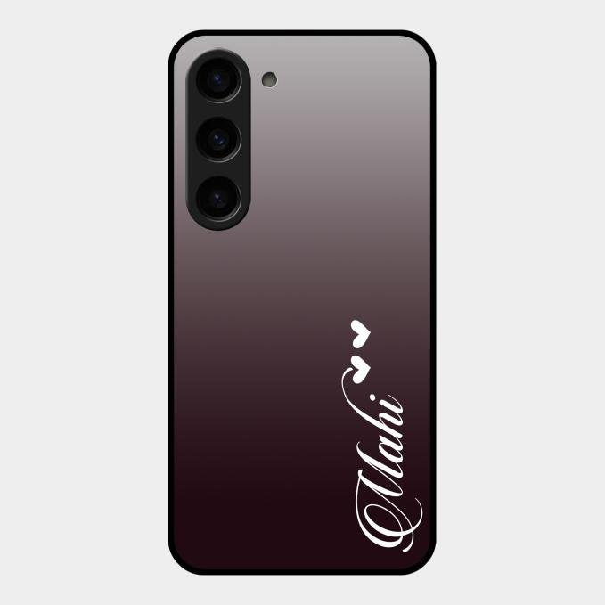 Customize Name Gradient Glass Case Cover Grey For Samsung Galaxy S23 5G