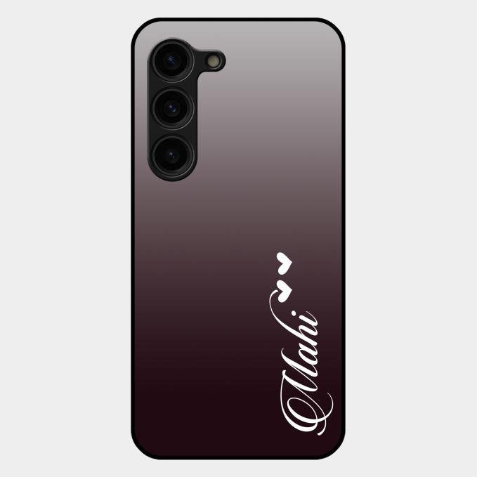 Customize Name Gradient Glass Case Cover Grey For Samsung Galaxy S23 Plus 5G