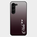 Customize Name Gradient Glass Case Cover Grey For Samsung Galaxy S23 Plus 5G