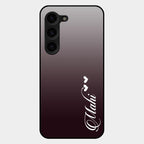 Customize Name Gradient Glass Case Cover Grey For Samsung Galaxy S23 Plus 5G