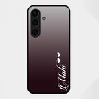 Customize Name Gradient Glass Case Cover Grey For Samsung Galaxy S25 FE 5G
