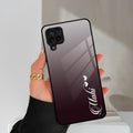 Customize Name Gradient Glass Case Cover Grey For Samsung Galaxy M42 5G