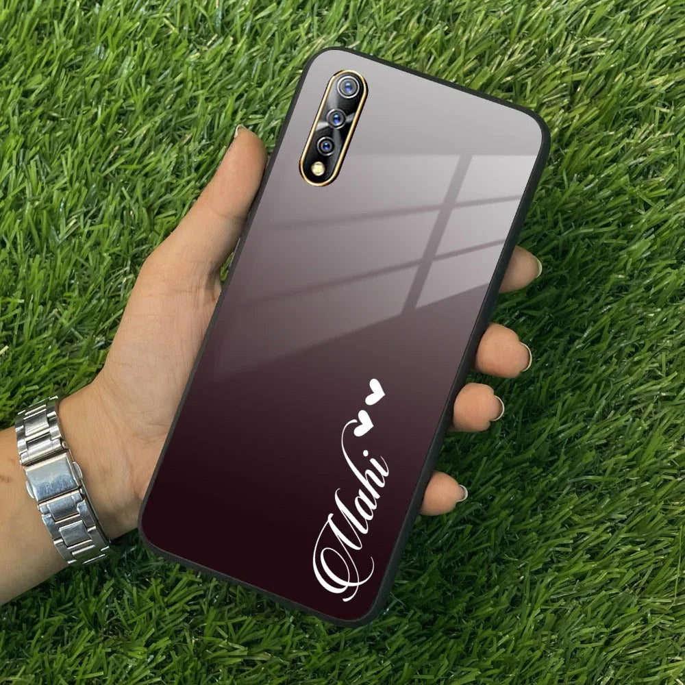 Customize Name Gradient Glass Case Cover Grey For Vivo - ShopOnCliQ