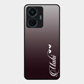 Customize Name Gradient Glass Case Cover Grey For Vivo T1 44W 4G