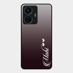 Customize Name Gradient Glass Case Cover Grey For Vivo T1 44W 4G