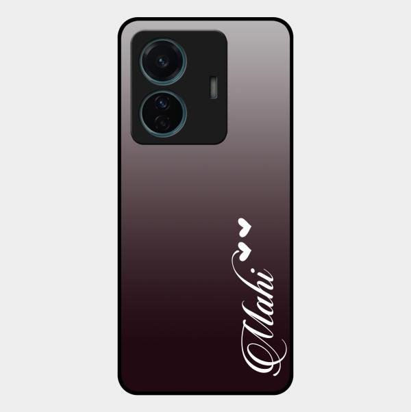 Customize Name Gradient Glass Case Cover Grey For Vivo T1 Pro 5G