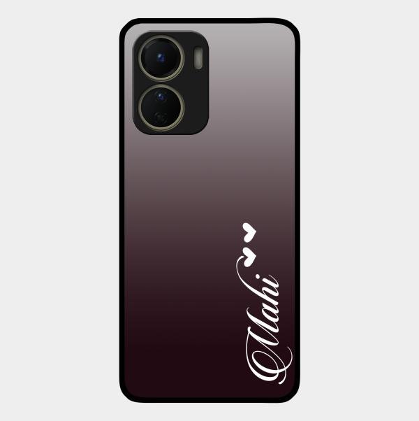 Customize Name Gradient Glass Case Cover Grey For Vivo T2X 5G