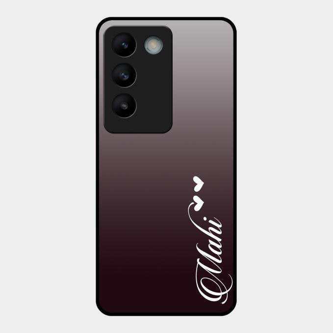 Customize Name Gradient Glass Case Cover Grey For Vivo T3 5G