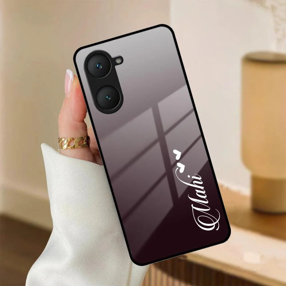 Customize Name Gradient Glass Case Cover Grey For iQOO - ShopOnCliQ