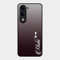 Customize Name Gradient Glass Case Cover Grey For Vivo T4 Lite 5G
