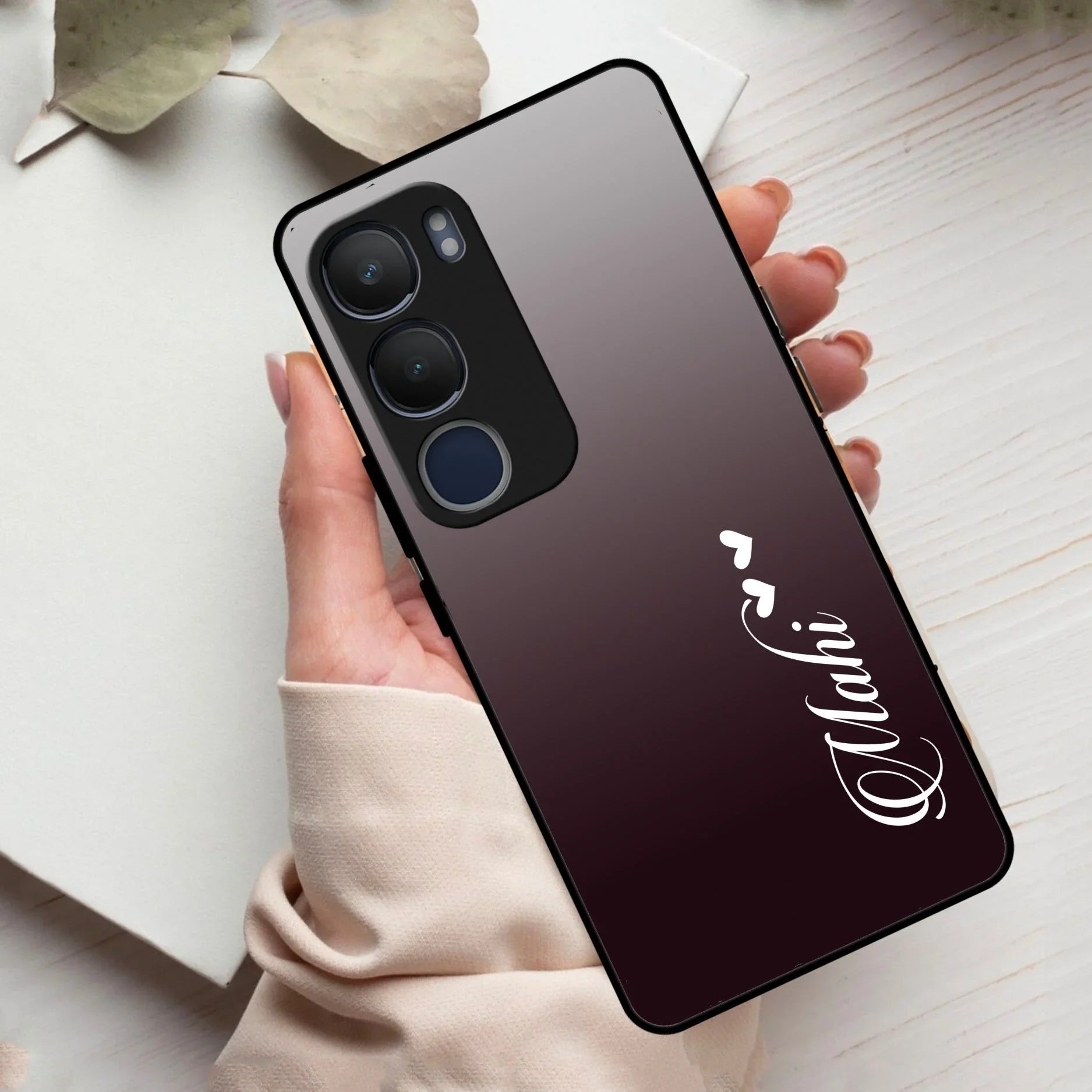 Customize Name Gradient Glass Case Cover Grey For Vivo - ShopOnCliQ