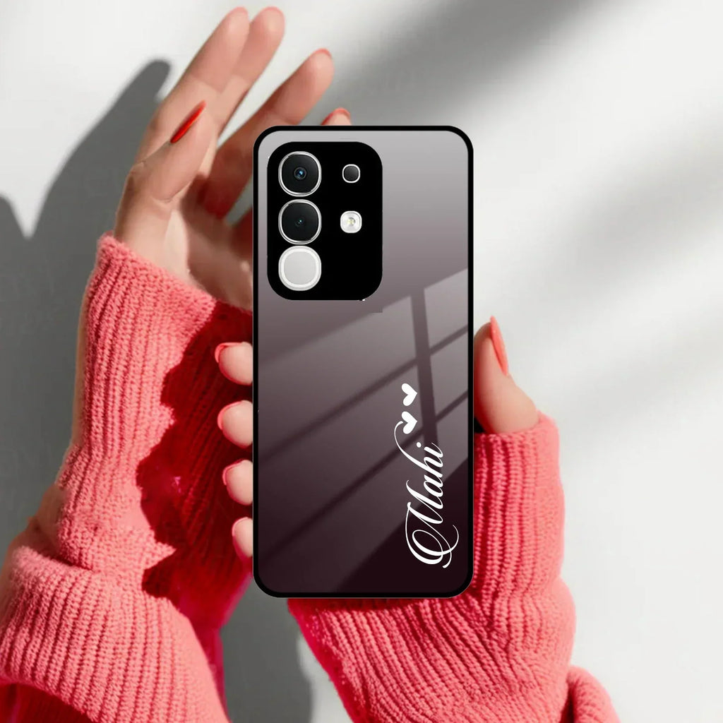Customize Name Gradient Glass Case Cover Grey For Vivo - ShopOnCliQ