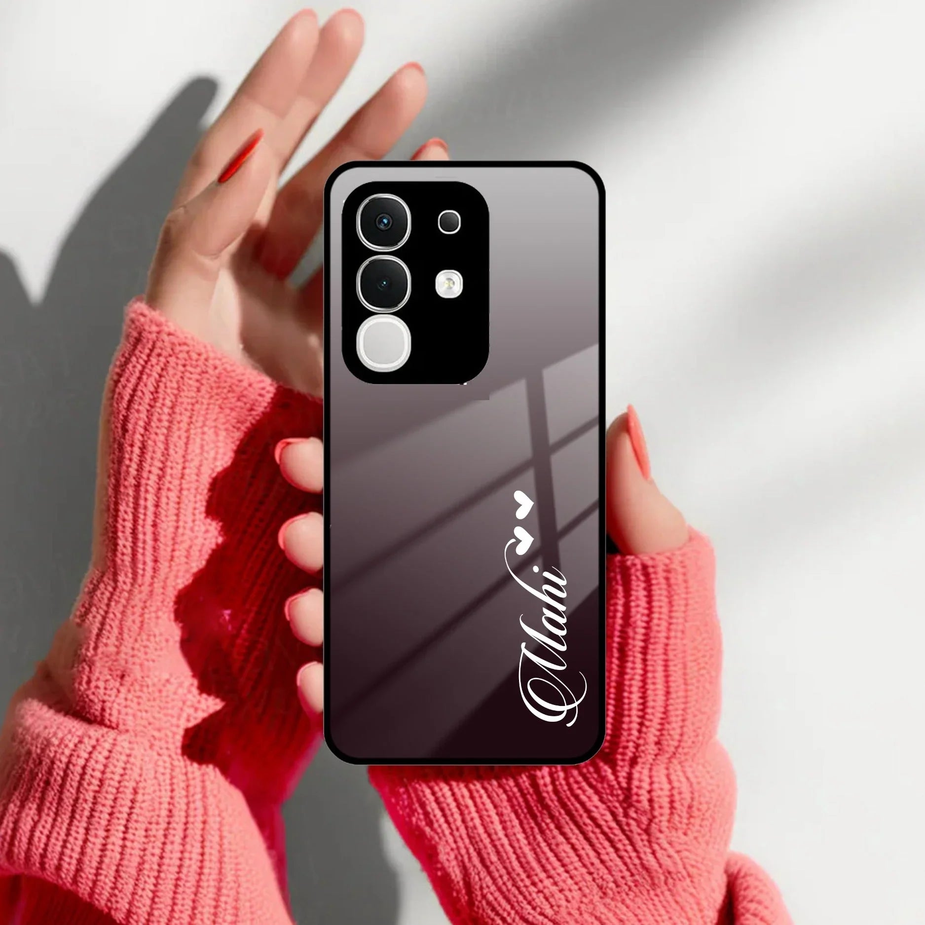 Customize Name Gradient Glass Case Cover Grey For Vivo - ShopOnCliQ