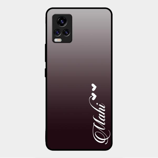 Customize Name Gradient Glass Case Cover Grey For Vivo V20 2021