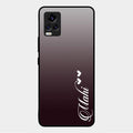 Customize Name Gradient Glass Case Cover Grey For Vivo V20 2021