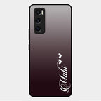 Customize Name Gradient Glass Case Cover Grey For Vivo V20 Se