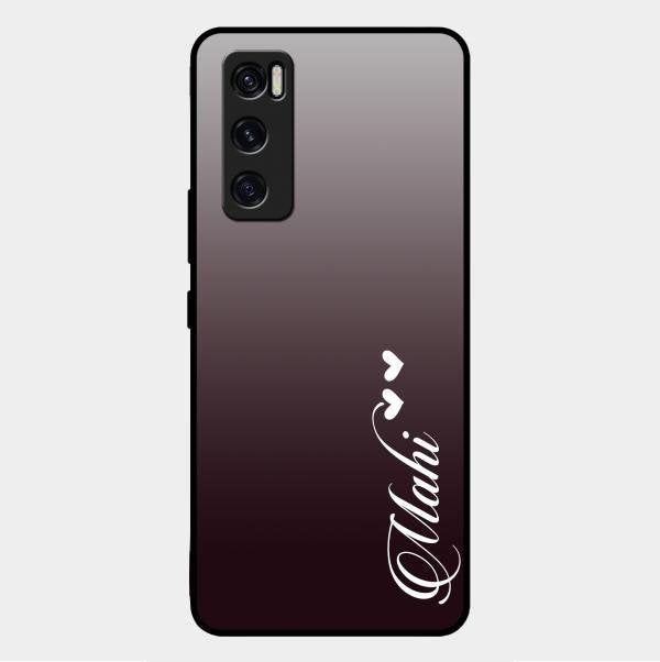 Customize Name Gradient Glass Case Cover Grey For Vivo V20 Se