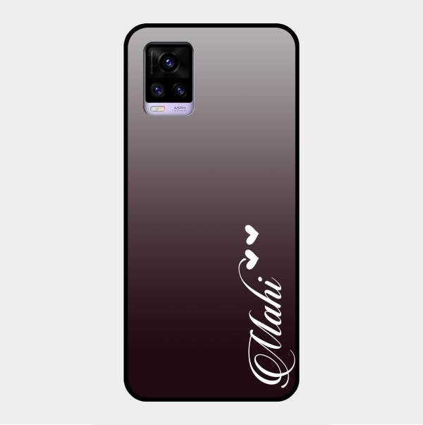 Customize Name Gradient Glass Case Cover Grey For Vivo V20
