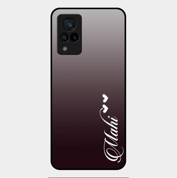 Customize Name Gradient Glass Case Cover Grey For Vivo V21 5G