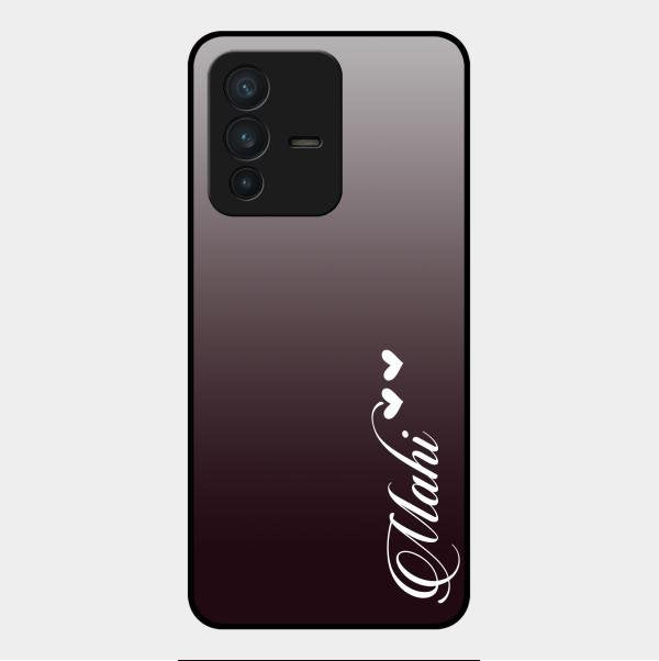 Customize Name Gradient Glass Case Cover Grey For Vivo V23 5G