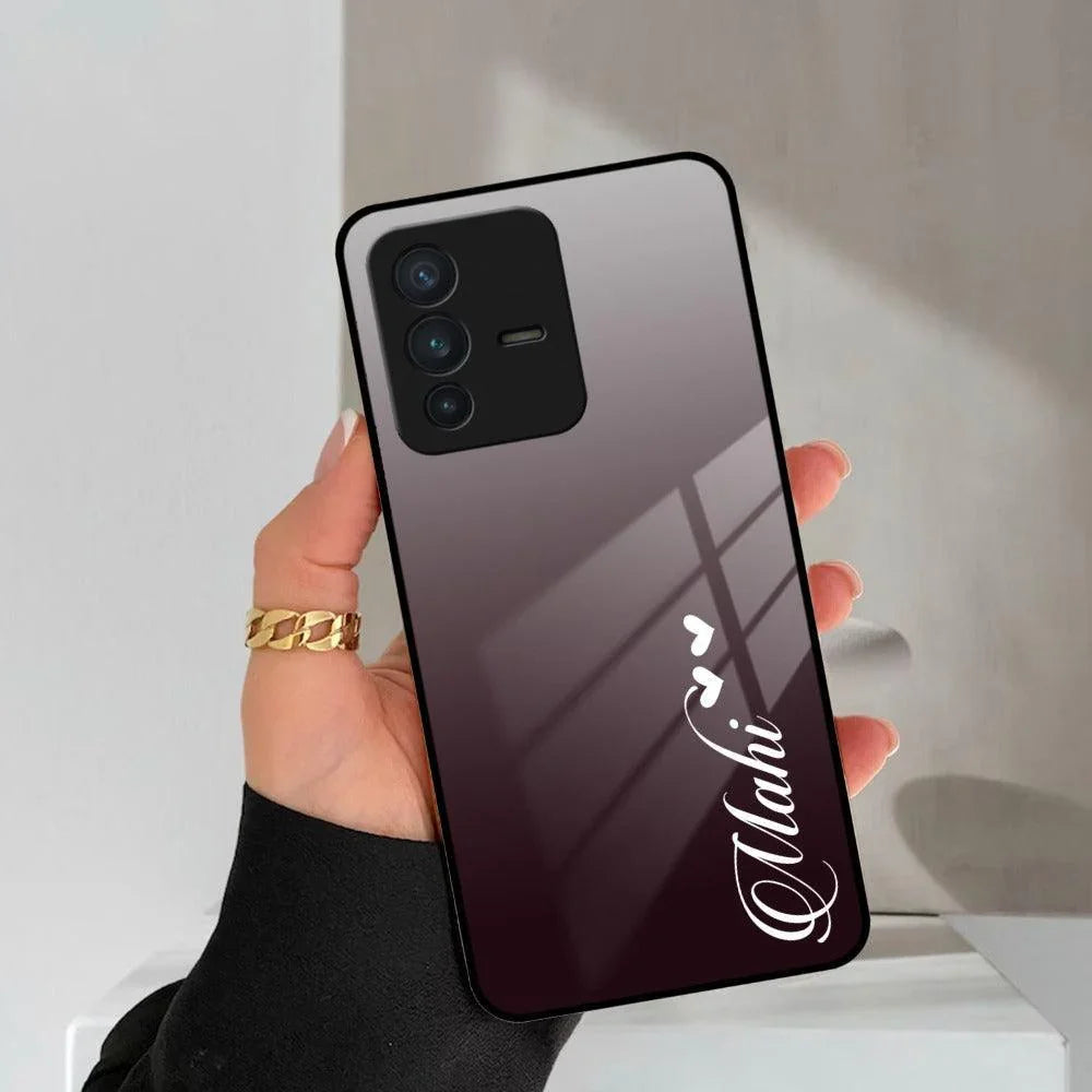 Customize Name Gradient Glass Case Cover Grey For Vivo - ShopOnCliQ