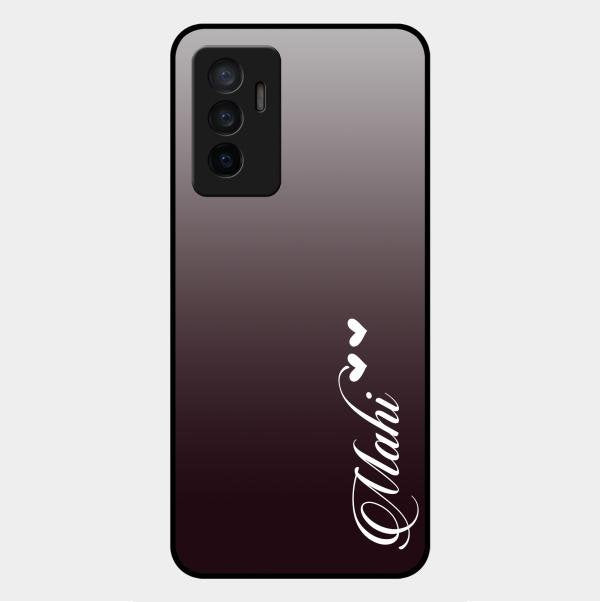 Customize Name Gradient Glass Case Cover Grey For Vivo V23E 5G