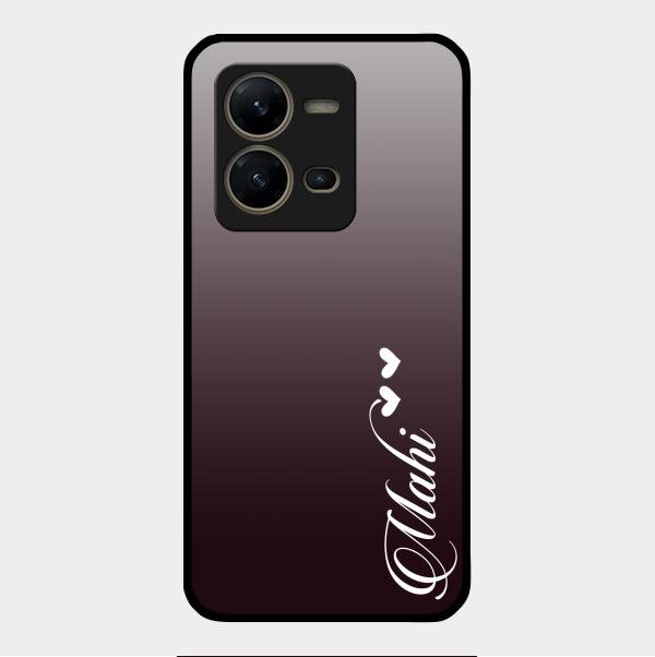 Customize Name Gradient Glass Case Cover Grey For Vivo V25 5G