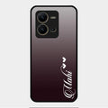 Customize Name Gradient Glass Case Cover Grey For Vivo V25 5G