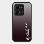 Customize Name Gradient Glass Case Cover Grey For Vivo V25 5G