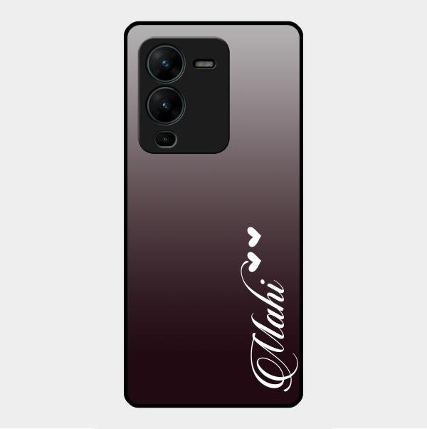 Customize Name Gradient Glass Case Cover Grey For Vivo V25 Pro 5G