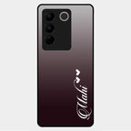 Customize Name Gradient Glass Case Cover Grey For Vivo V27 5G