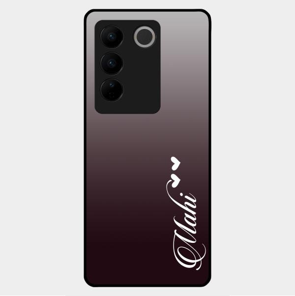 Customize Name Gradient Glass Case Cover Grey For Vivo V27 5G