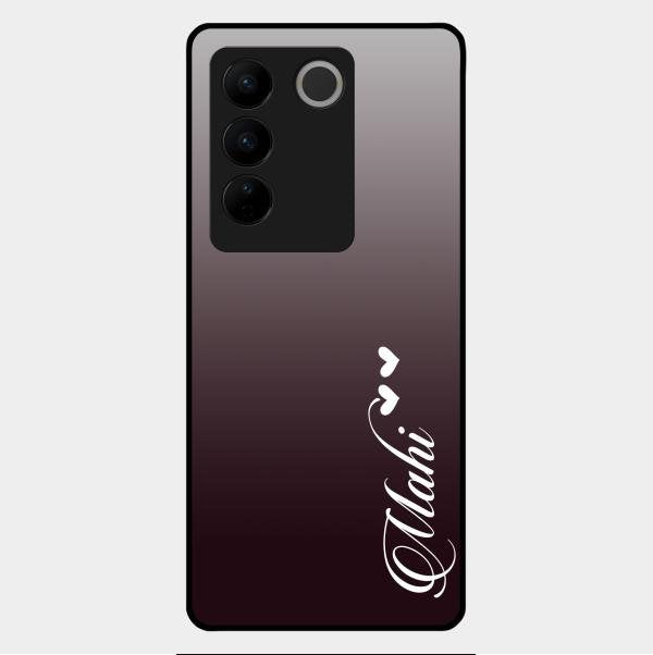 Customize Name Gradient Glass Case Cover Grey For Vivo V27 Pro 5G