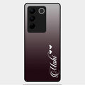 Customize Name Gradient Glass Case Cover Grey For Vivo V27 Pro 5G