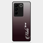Customize Name Gradient Glass Case Cover Grey For Vivo V27 Pro 5G