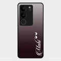 Customize Name Gradient Glass Case Cover Grey For Vivo V29 5G