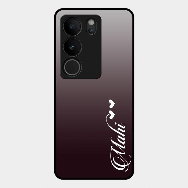 Customize Name Gradient Glass Case Cover Grey For Vivo V29 5G