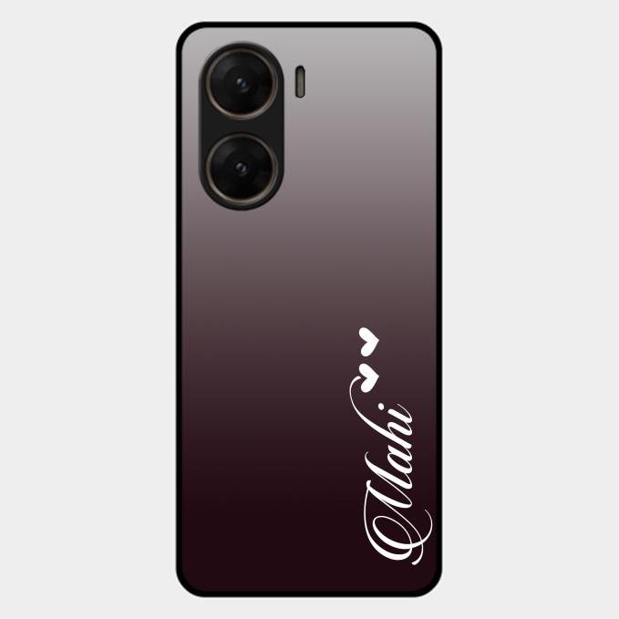 Customize Name Gradient Glass Case Cover Grey For Vivo V29E 5G