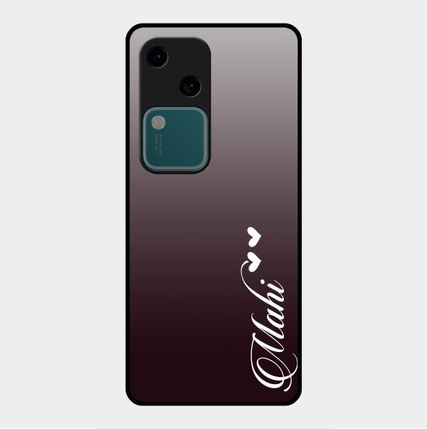 Customize Name Gradient Glass Case Cover Grey For Vivo V30 5G