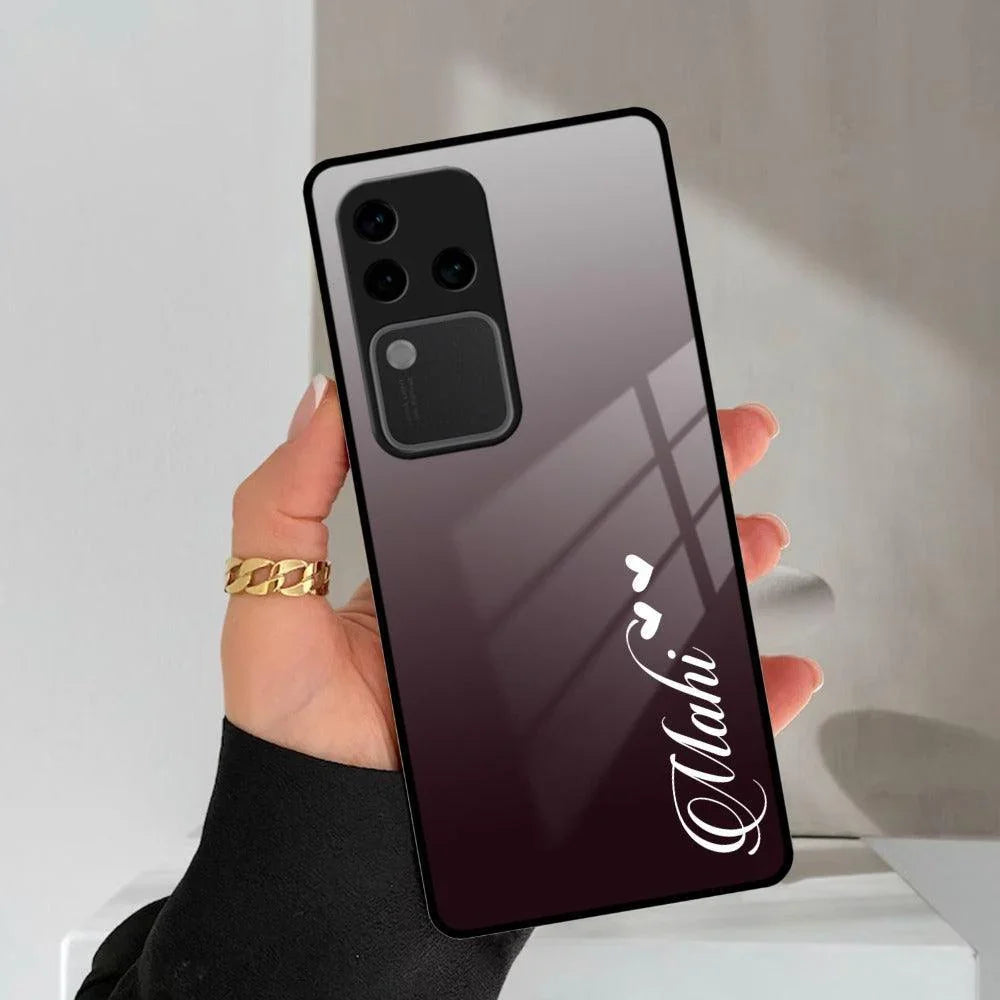 Customize Name Gradient Glass Case Cover Grey For Vivo - ShopOnCliQ