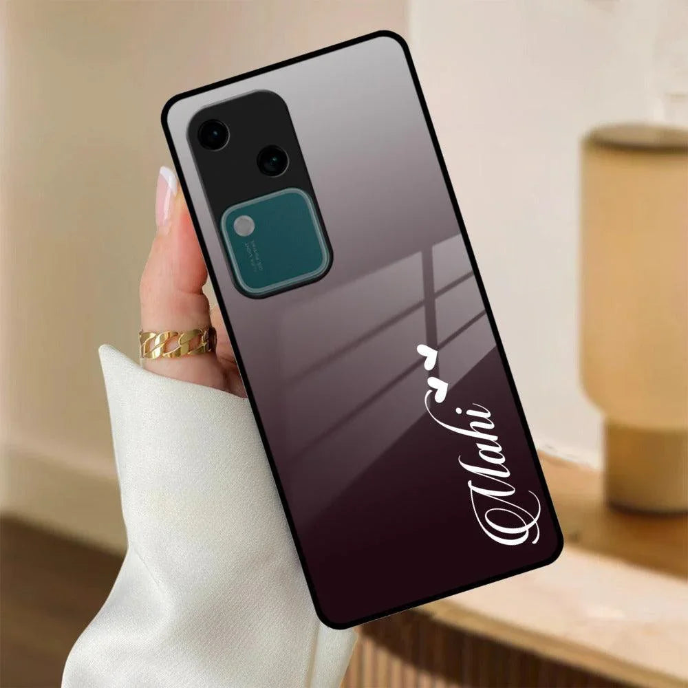Customize Name Gradient Glass Case Cover Grey For Vivo - ShopOnCliQ