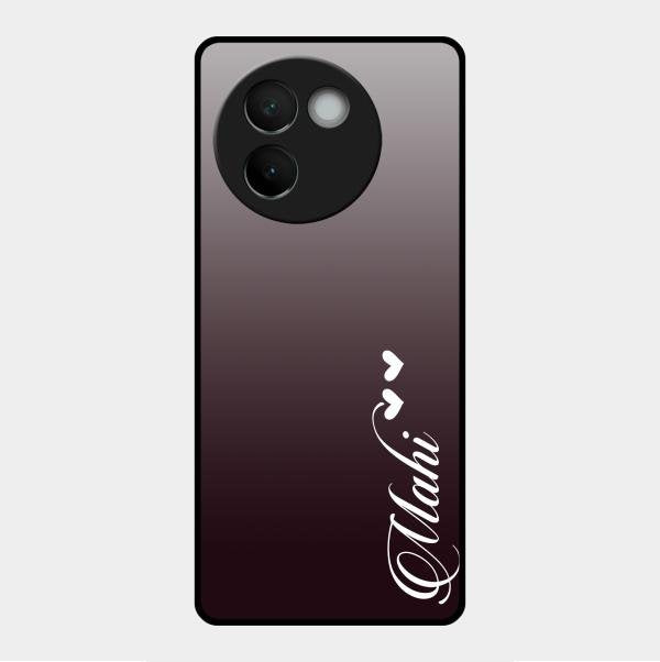 Customize Name Gradient Glass Case Cover Grey For Vivo V30E 5G