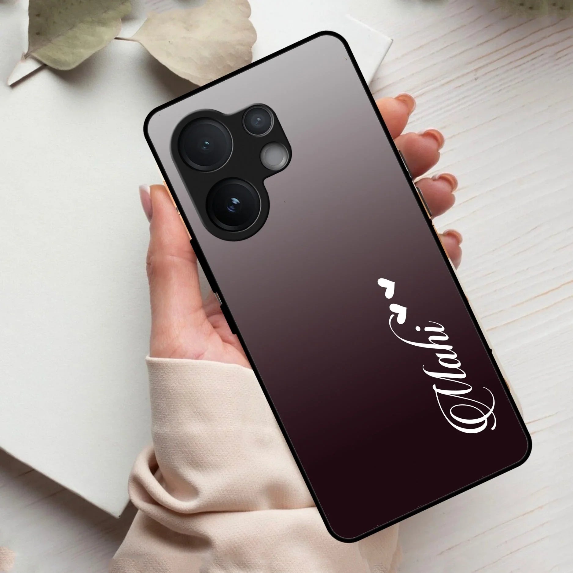 Customize Name Gradient Glass Case Cover Grey For Vivo - ShopOnCliQ