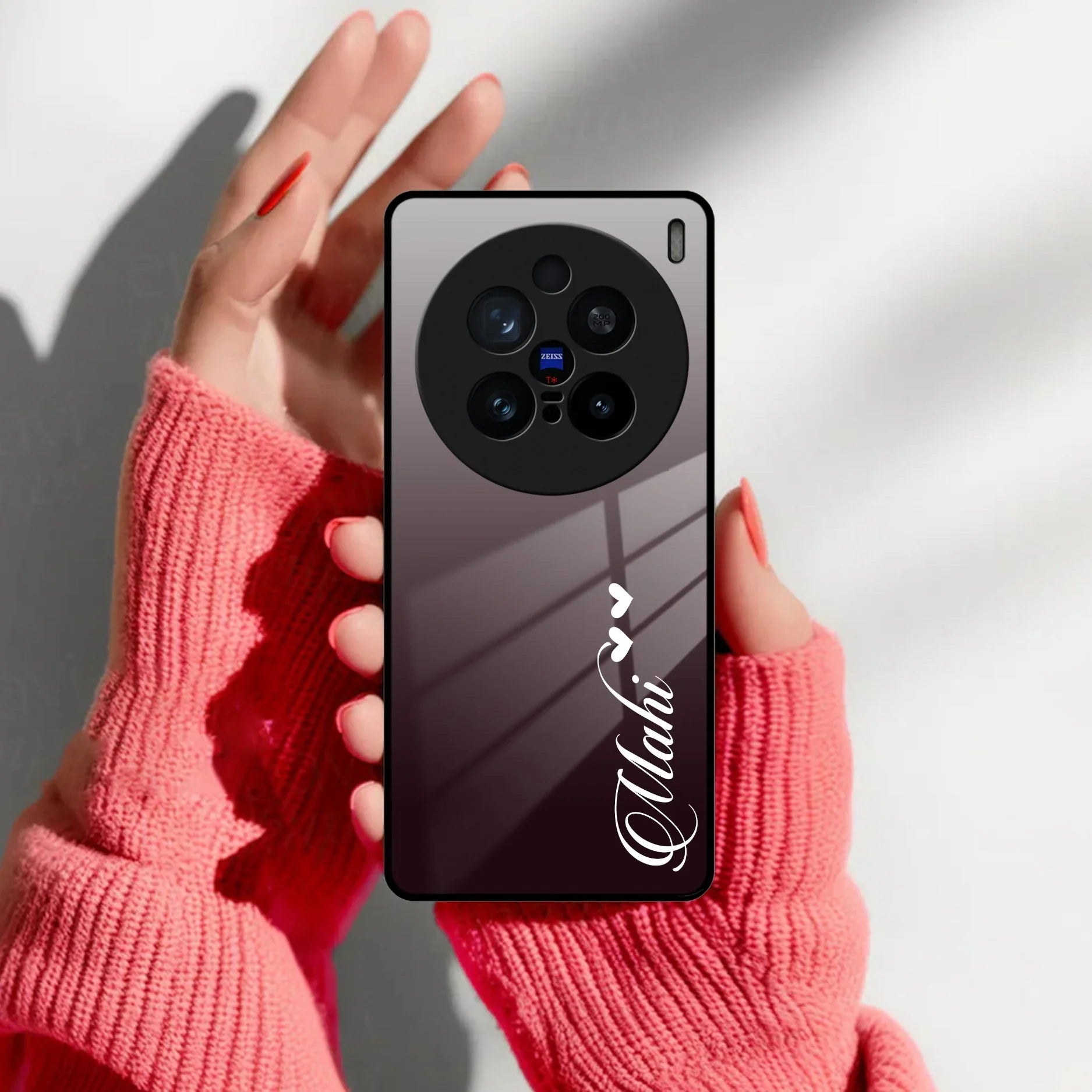 Customize Name Gradient Glass Case Cover Grey For Vivo - ShopOnCliQ