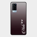 Customize Name Gradient Glass Case Cover Grey For Vivo X60 5G