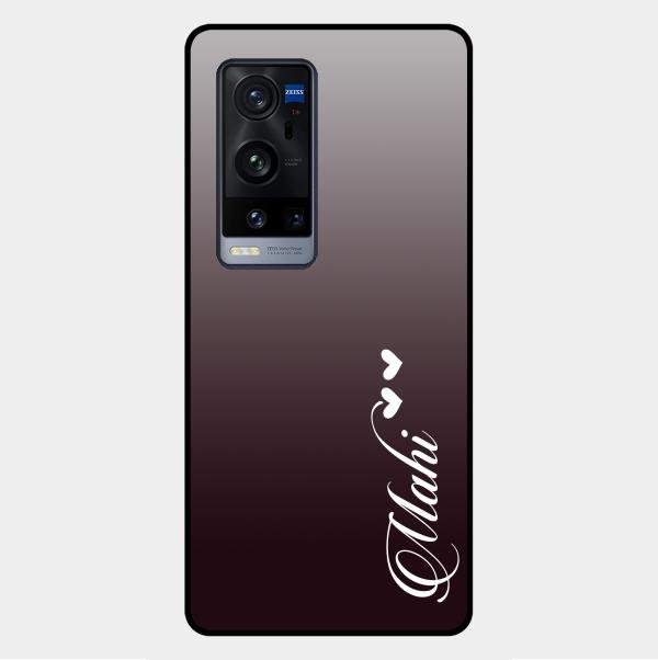 Customize Name Gradient Glass Case Cover Grey For Vivo X60 Pro Plus 5G