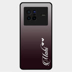 Customize Name Gradient Glass Case Cover Grey For Vivo X80 5G