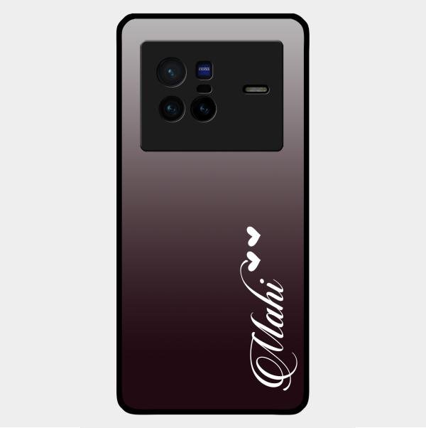 Customize Name Gradient Glass Case Cover Grey For Vivo X80 5G