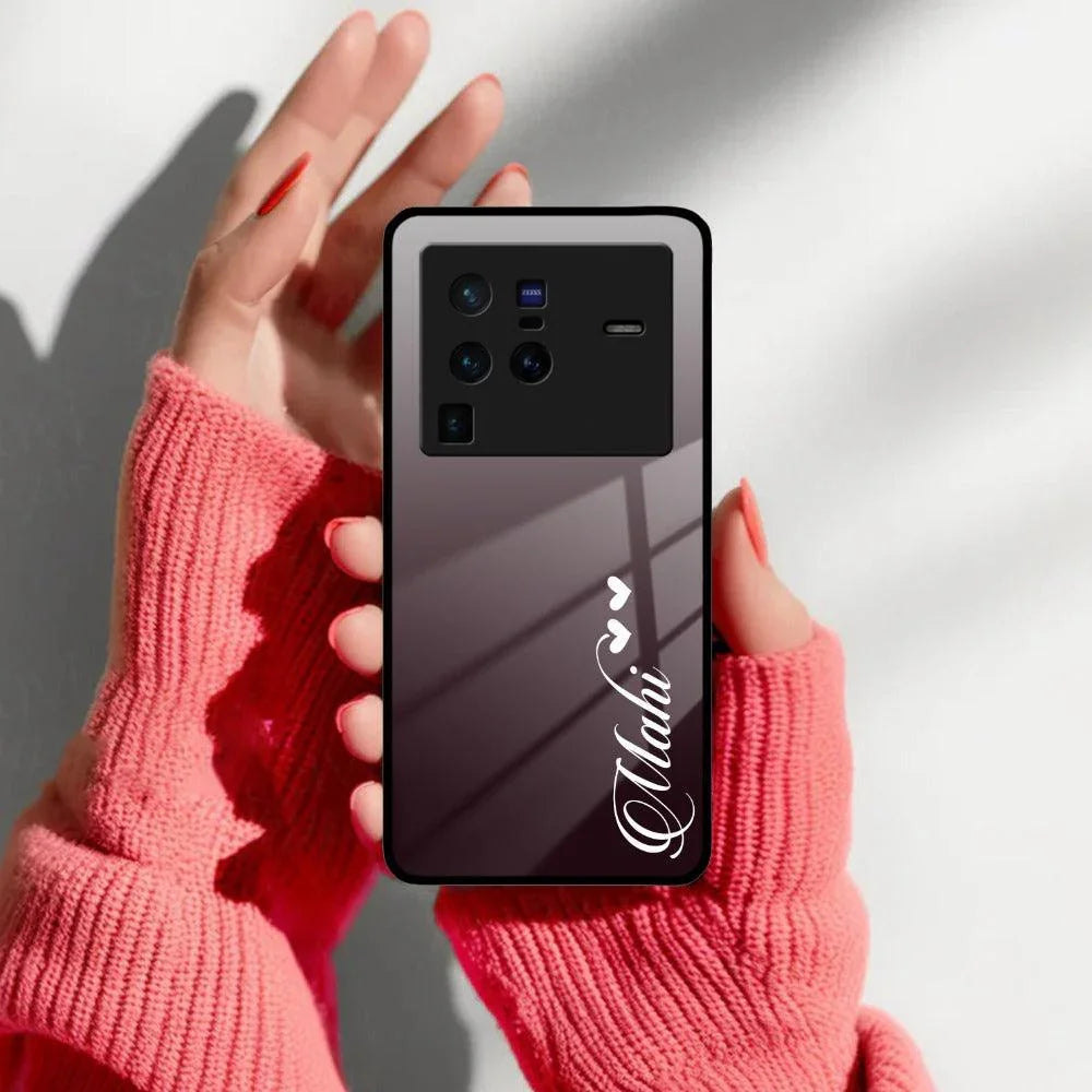 Customize Name Gradient Glass Case Cover Grey For Vivo - ShopOnCliQ