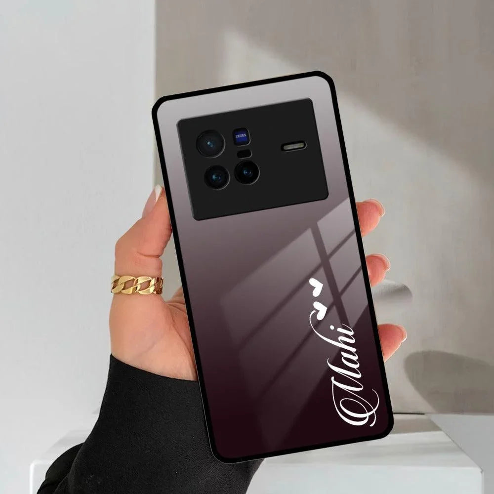 Customize Name Gradient Glass Case Cover Grey For Vivo - ShopOnCliQ